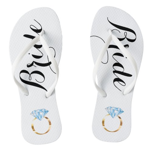 Bride Flip Flops with Diamond Ring