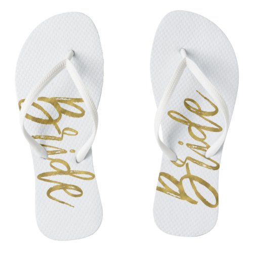 Bride Flip Flops with Gold Foil Typography