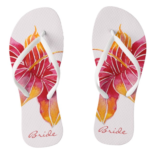 Bride Floral Hawaiian Flip Flops (Footbed)