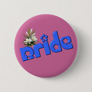 Bride Flower Bouquet Button