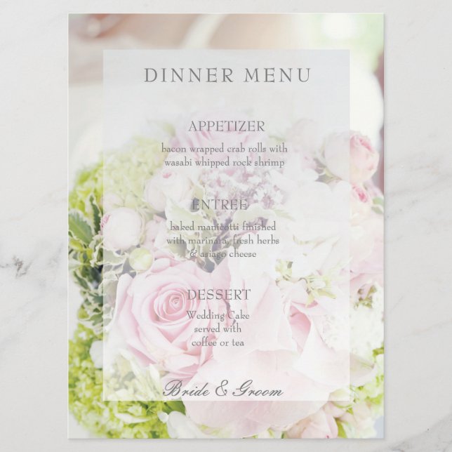 Bride Flower Bouquet editable wedding menu (Front)