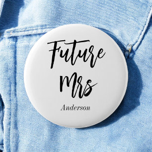 Bride Future Mrs Black White Elegant  Button