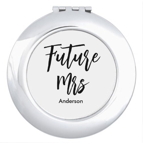 Bride Future Mrs Black White Wedding  Compact Mirror