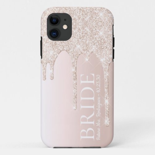 Bride Future Mrs Blush Pink Glitter iPhone 11 Case