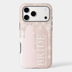 Bride Future Mrs Blush Pink Glitter Drip iPhone 17 Pro Max Case
