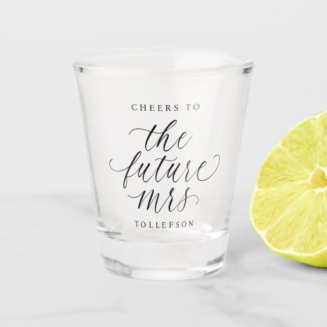 Bride Future Mrs Elegant Modern Bridal Shower Shot Glass (Front)