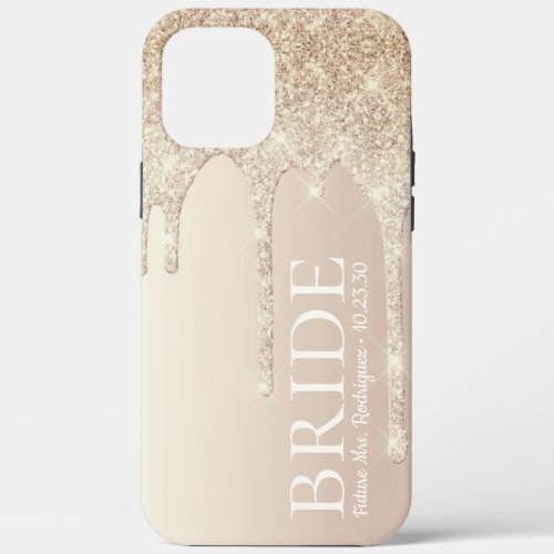 Bride Future Mrs Gold Glitter Drip Case_Mate iPhon iPhone 12 Pro Max Case