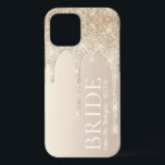 Bride Future Mrs Gold Glitter Drip iPhone 12 Case<br><div class="desc">This beautiful gold foil phone case with dripping glitter from the top that says "BRIDE" in a modern CAPS font and has your future married name and wedding date in a script font is perfect for you while planning your wedding. It will look awesome on your phone. A bridal must...</div>