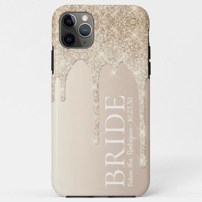 Bride Future Mrs Gold Glitter Drip Case-Mate iPhone Case (Back)