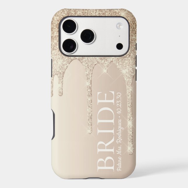 Bride Future Mrs Gold Glitter Drip Iphone Case (Back)