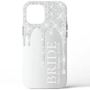 Bride Future Mrs Silver Glitter Drip iPhone 12 Pro Max Case