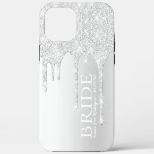 Bride Future Mrs Silver Glitter Drip iPhone 12 Pro Max Case
