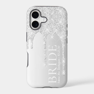 Bride Future Mrs Silver Glitter Drip iPhone 17 Case