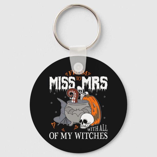 Bride Future Mrs Witchy Gothic Wedding Bachelorett Keychain (Front)