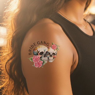 Bride Gang Skulls & Roses Bachelorette Wedding Temporary Tattoos