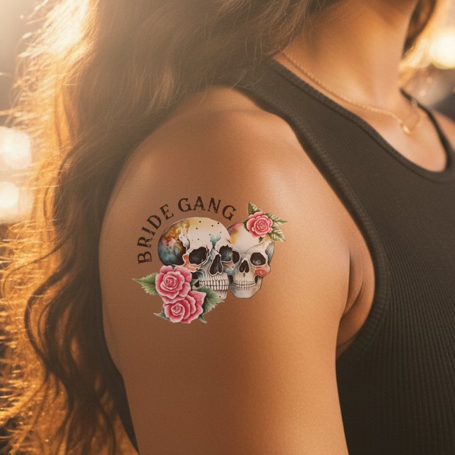 Bride Gang Skulls & Roses Bachelorette Wedding Temporary Tattoos (Bride Gang Skulls & Roses Bachelorette Wedding Temporary Tattoos
)