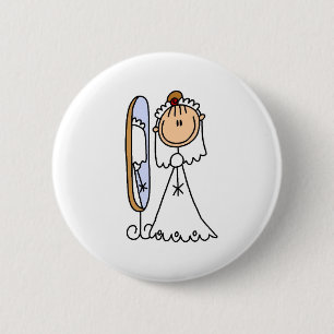 Bride Getting Ready For The Wedding Button