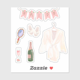 Bride Getting Ready Scrapbooking Sticker Sheet