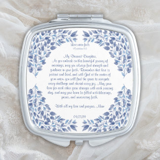 Bride Gift from Mom Something Blue Custom Message Compact Mirror