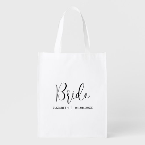 Bride Gifts Elegant Template Typography Shopping Grocery Bag