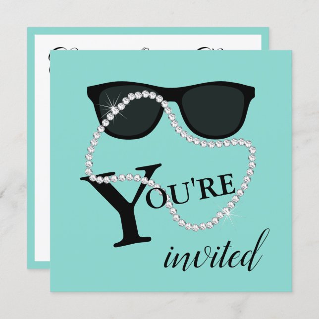 BRIDE Glam Celebrate Diamond Tiara Party Shower Invitation (Front/Back)