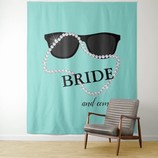BRIDE & Glam Diamond Photo Prop Tiara Shower Party Tapestry (In Situ)