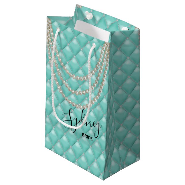 BRIDE Glam & Pearls Bridal Shower Party Small Gift Bag (Front Angled)