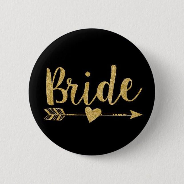 Bride | Glitter-Print Golden Button (Front)