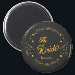 Bride Gold Black Wedding And Anniversary Custom  Magnet<br><div class="desc">Bride Gold Black Wedding And Anniversary Custom Magnet is great for the Bride to use with her accessories,  décor or give as favors. Personalize it.</div>