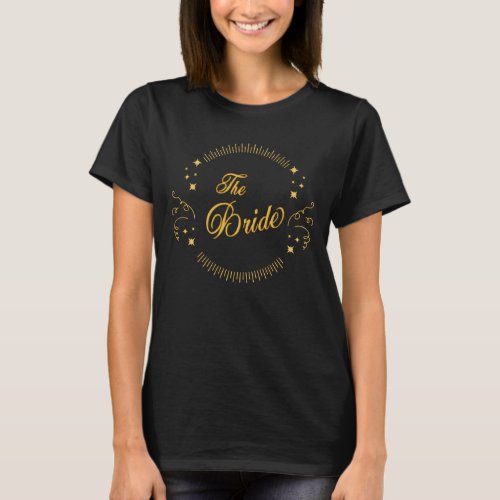 Bride Gold Black Wedding Elegant Classic T_Shirt