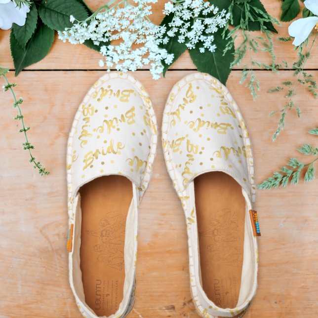 Bride Gold Confetti White Wedding Espadrilles (White and Gold Bride Espadrilles just for the Bride.)