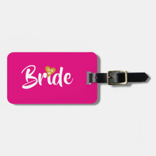 Bride Gold Date Heart Personalised Luggage Tag