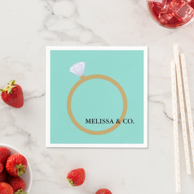 BRIDE Gold Diamond Ring Bridal Shower Party Napkins (Insitu)