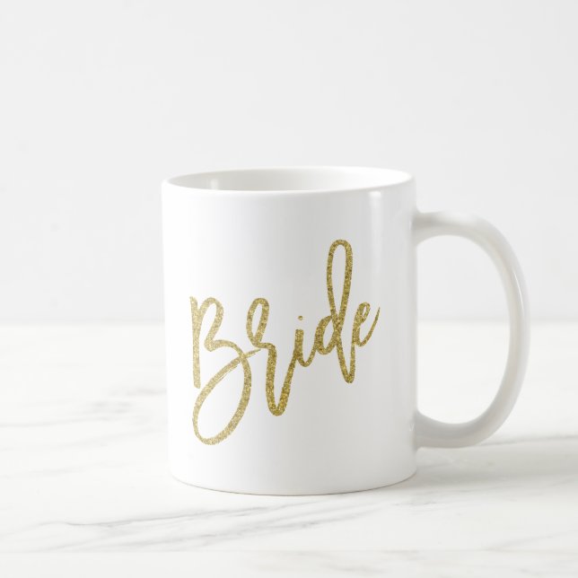 Bride Gold Glitter Script Coffee Mug (Right)