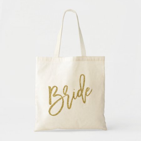 Bride Gold Glitter Script Tote Bag