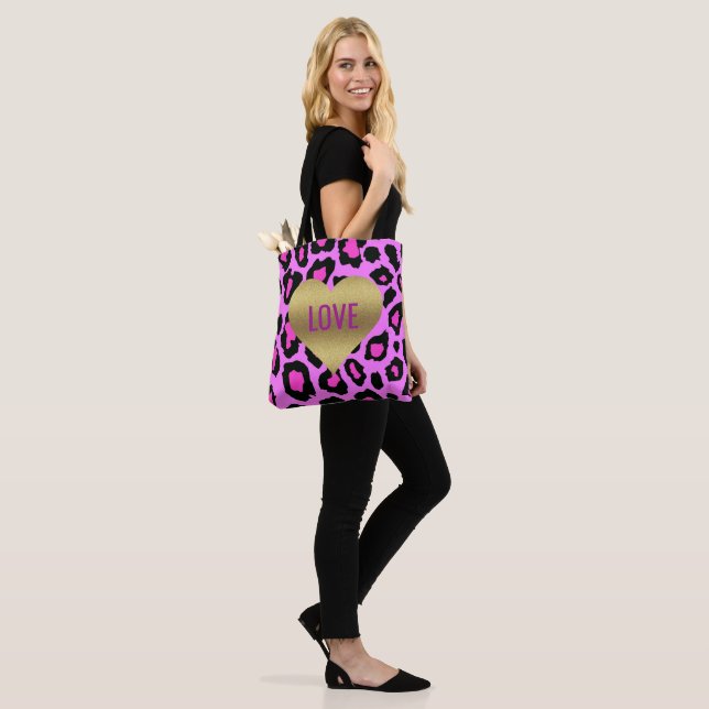 BRIDE Gold Heart Love Bridal Party Tote Bag (On Model)