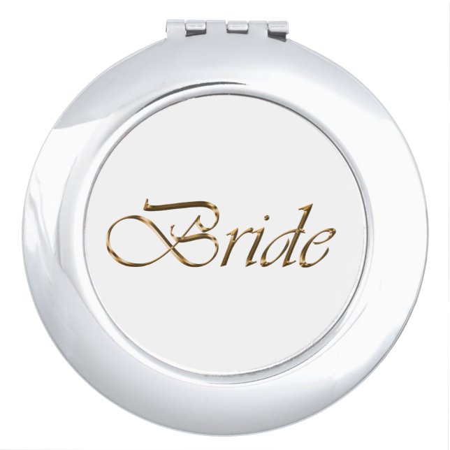 Bride, gold script Bachelorette Party Compact Mirror (Front)
