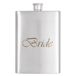 Bride, gold script elegant chic Bachelorette Party Flask