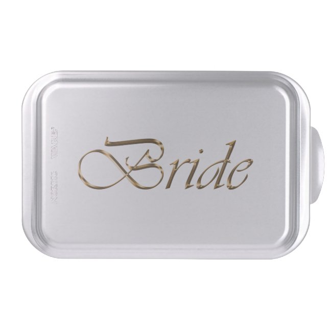 Bride gold script elegant chic bridal shower gift cake pan (Front)