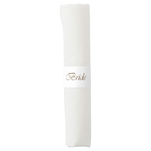 Bride gold script elegant chic bridal shower white napkin bands