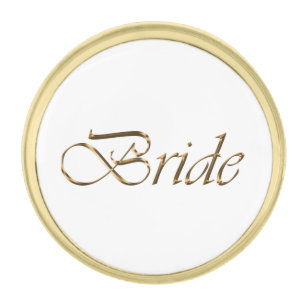 Bride, gold script elegant chic calligraphy finish lapel pin