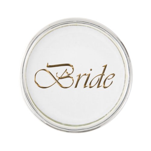 Bride gold script elegant chic calligraphy lapel pin