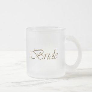 Bride, gold script elegant chic frosted glass coffee mug