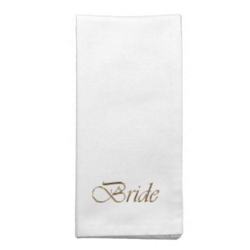 Bride gold script elegant chic white cloth napkin