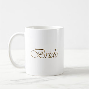 Bride, gold script elegant chic white coffee mug