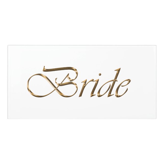 Bride, gold script elegant chic white door sign (Classic Front)