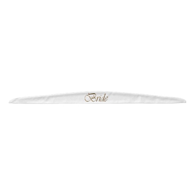 Bride, gold script elegant chic white tie headband (Front)