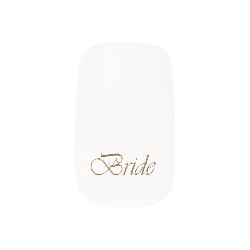 Bride gold script elegant chic white wedding minx nail art