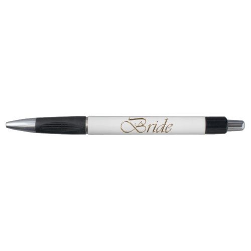 Bride gold script elegant chic white wedding pen