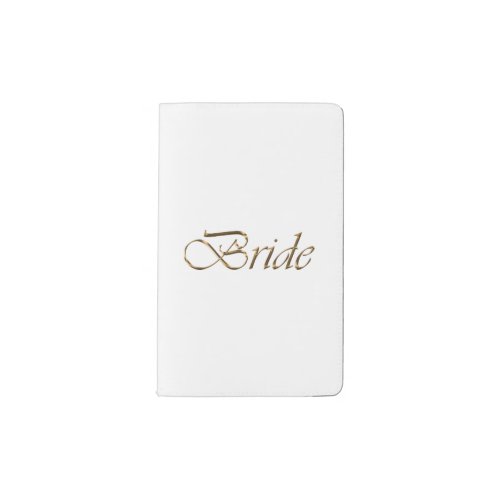 Bride gold script elegant chic white wedding pocket moleskine notebook